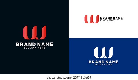 W Letter Abstract Monogram logo design w icon