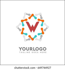 W Letter Abstract Science Logo template. Corporate icon, logotype. Brand visualization. Vector element for Healthy, Life, corporate identity, presentation, app and web design.