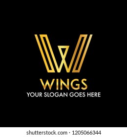 w letter abstract wings modern business logo