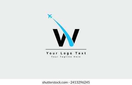 W letter air travel and tour logo, Combined letters w and airplanes in unique Air Plane Company Vector Design. letter w Airline Logo Plane Travel Icon. Airport Flight World Aviation