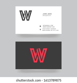 W letter Alphabet linear creative logo with Business card template