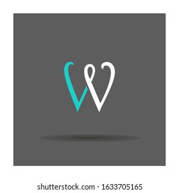 W letter alphabet logo linear design vector