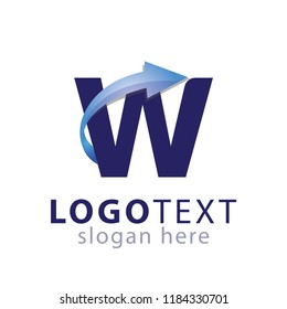 w Letter Arrow Logo Element