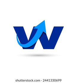 W Letter with Arrow Logo Template Illustration Vector Design