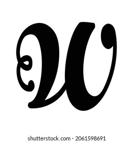 W Carta de diseño de vector negro