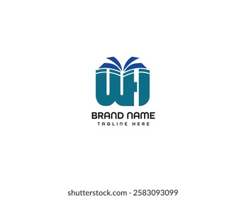 W letter book shop logo design template