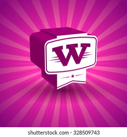 w letter business logo design template abstract vector elements for corporate identity emblem label or icon on bright shiny pink background color coloration pink white abstraction unusual mark contrac