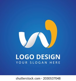 W Letter Call and Telephone Logo Design