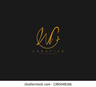 W letter calligraphic monogram emblem style vector logo
