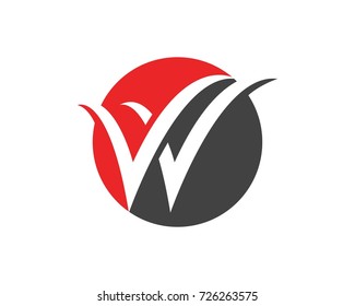 W letter check mark logo design template