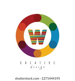 W letter Circle logo design with circle with colorful logo