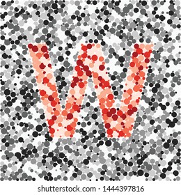 W letter color distributed circles dots illustration