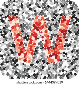 W letter color distributed circles dots illustration