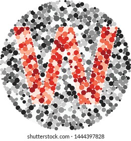 W letter color distributed circles dots illustration