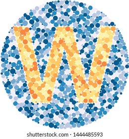 W letter color distributed circles dots illustration