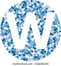 W letter color distributed circles dots illustration