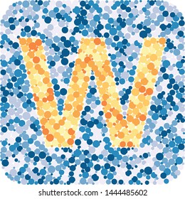 W letter color distributed circles dots illustration