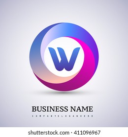 W letter colorful logo in the circle. Vector design template elements for your application or corporate identity.