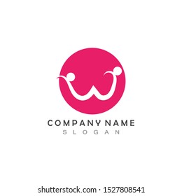 W Letter Community Care Logo Template Vector