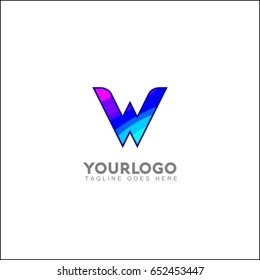 W letter creative 3 dimensional abstract vector logo design. Brand with shiny effect. 