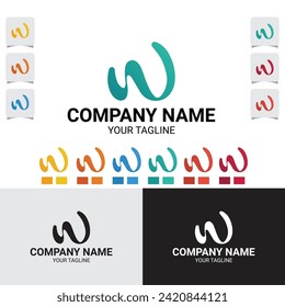 W letter Creative Hand drown Sketch Logo Template Design