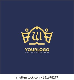 W letter creative king crown logo. Royal Palace Vector illustration.