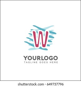 W Letter Creative line symbol. Design arrow and tower element. Abstract universal premium identity. 