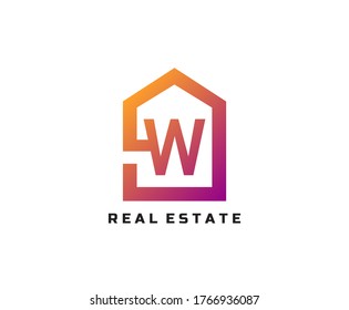 Letra W logotipo creativo y único Icono monograma creativo con signo de casa para empresa inmobiliaria.