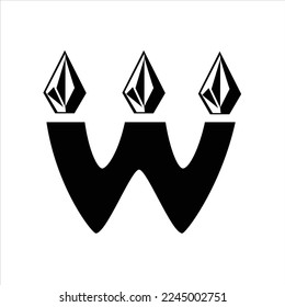 
W letter crystal black vector logo design