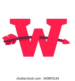 W letter with curved arrow. Vector design template elements for your application or corporate identity.