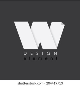 W letter design element in flat design style for business