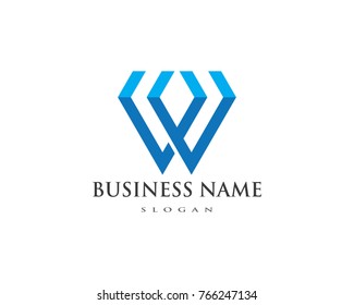 W Letter with Diamond Logo Template