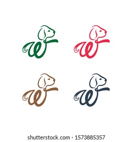 W Letter Dog Logo Vector 