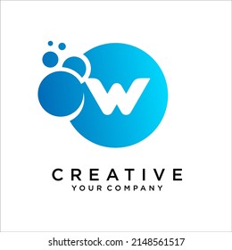 W Letter With Dots logo design template vector