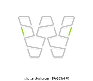 W letter ecology logo. Vector font for bio posters, spa emblem, vegan, herbal and botanical cards etc.    