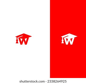 W letter Education vector logo template. This design use student hat and cap symbol. Suitable for student and university.