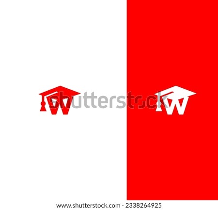 W letter Education vector logo template. This design use student hat and cap symbol. Suitable for student and university.