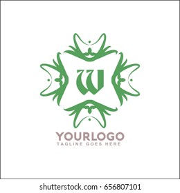 W letter emblem of woven circle. Monogram design element, graceful template. Simple logo design for Royalty, business card, Boutique, Hotel, Heraldic, Web design. 
