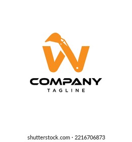 W Letter excavator Vector logo icon vector Template