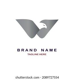 W letter falcon logo design template for brand or company and other