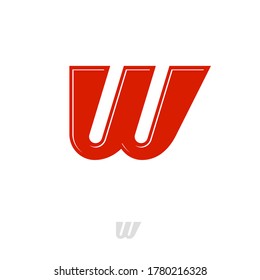 W letter. W flat monogram. Red monogram on a white background. Logo can be used for web, network, digital or business.