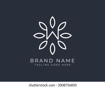 W Letter with Flower logo. Vector logo template