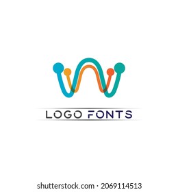 Diseño de ilustraciones vectoriales de plantillas de logotipos de letras y tipos de letra W