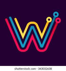 W letter formed by electric line. Font style, vector design template elements for your application or corporate identity.