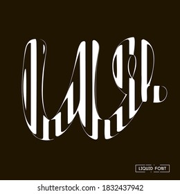 W letter formed by parallel lines. A letter made of glass through which lines are visible that are distorted.