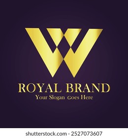 W Letter Gold Trademark luxury Logo