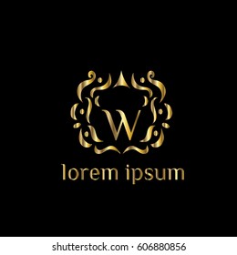 W letter golden vector monogram