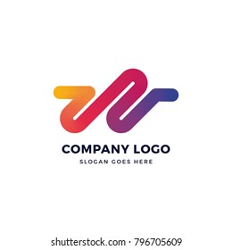 W Letter Gradient Logo Design