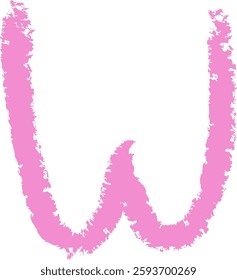 W Letter Hand Drawn Crayon Alphabet Vector Illustration