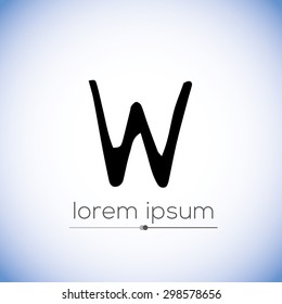 W letter-  hand drawn stencil logo (sign, symbol, icon, illustration) 